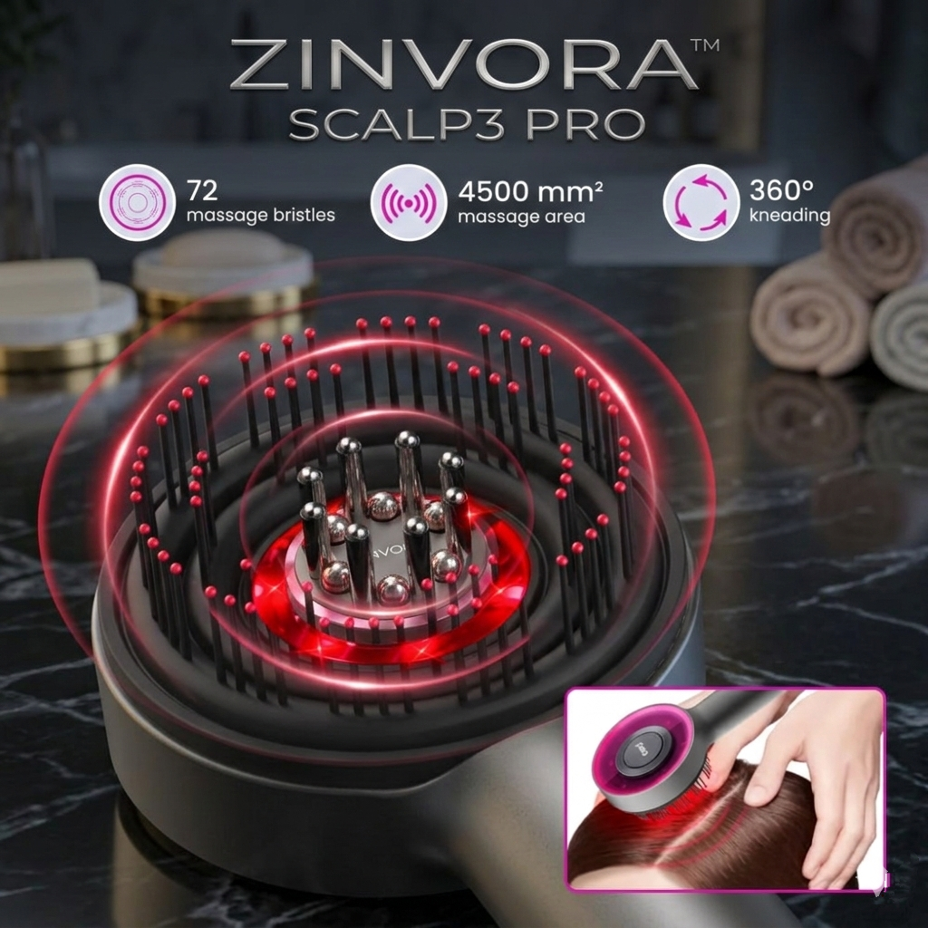 Zinvora™ Scalp3 Pro – IPX7 Electric Scalp Massager